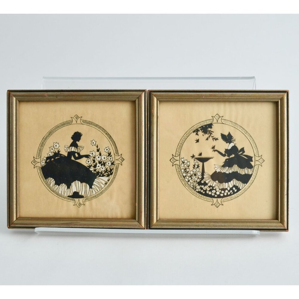 Buzza Company Craftacres Minneapolis MN Reverse Silhouette Prints Framed Lot 2